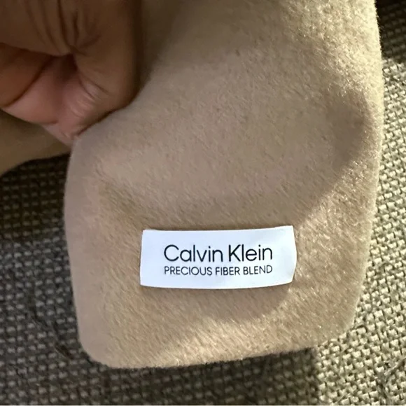 Calvin Klein Wool Polyester Cashmere Blend Tan Camel Coat Jacket - Picture 12 of 16